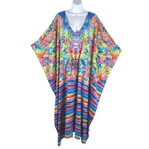 Swim 365 Swimsuits For All Ruched Caftan Swim Cover Up 18/20 Floral NWOT SW-2044